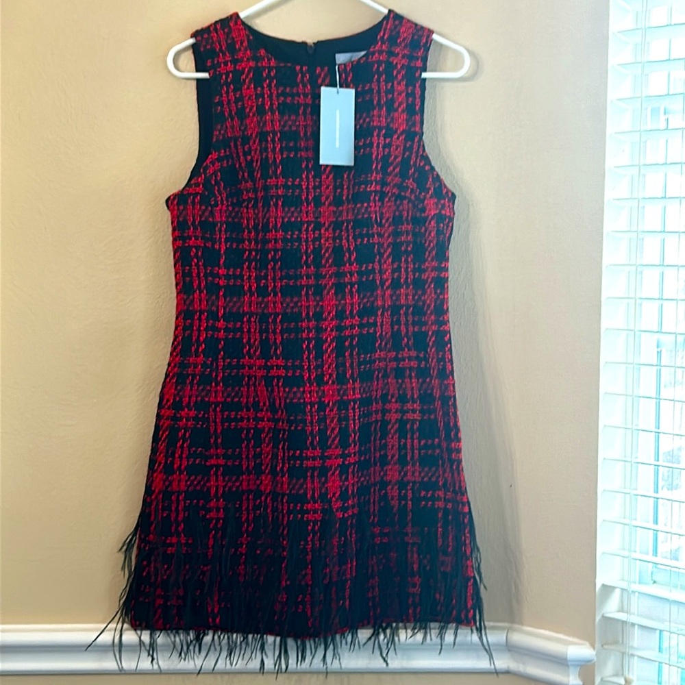 NWT Antonio Melani Tweed FeatherTrim Dress - Picture 3 of 4